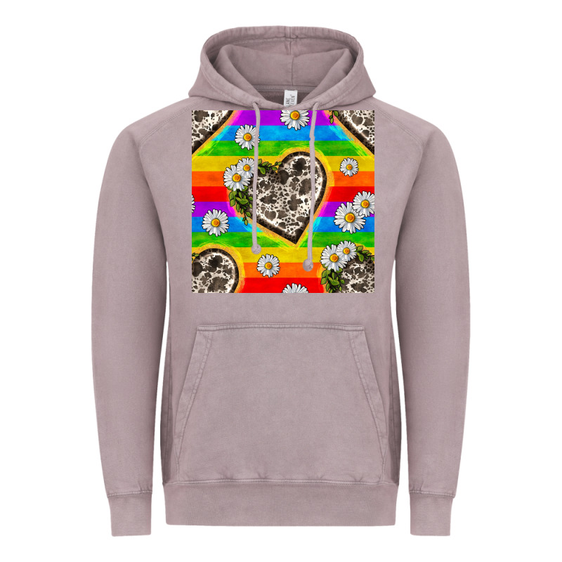 Pride Lgbtq+ Cowhide Hearts And Daisy Patterns Vintage Hoodie by BundleAndBundleShop | Teevron