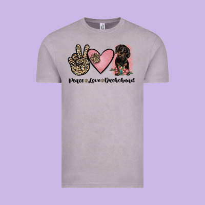 Peace Love Dachshund Vintage Tee Designed By Jahusdesignshop