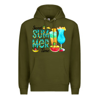 Army Green sweet summer time pineapple Premium Hoodie - CowCowDesign