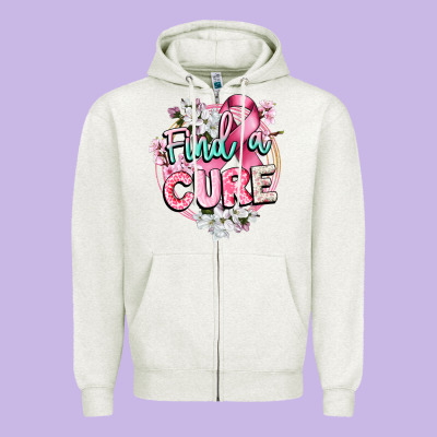 Find A Cure Cancer Awareness Zipper Hoodie Designed By Cowgirlartshop
