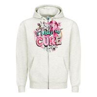 Oatmeal Heather find a cure cancer awareness Zipper Hoodie - CowGirlArtShop
