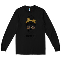 Black Glitter Patterned Leopard Mom Skull Long Sleeve Tee - Bettercallsaul