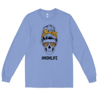 Colony Blue Glitter Patterned Leopard Mom Skull Long Sleeve Tee - Bettercallsaul