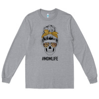 Heather Grey Glitter Patterned Leopard Mom Skull Long Sleeve Tee - Bettercallsaul
