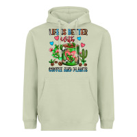 Matcha Life Is Better With Coffee And Plants Cactus Coffe Heavyweight Hoodie - FaDigitalArtStudio