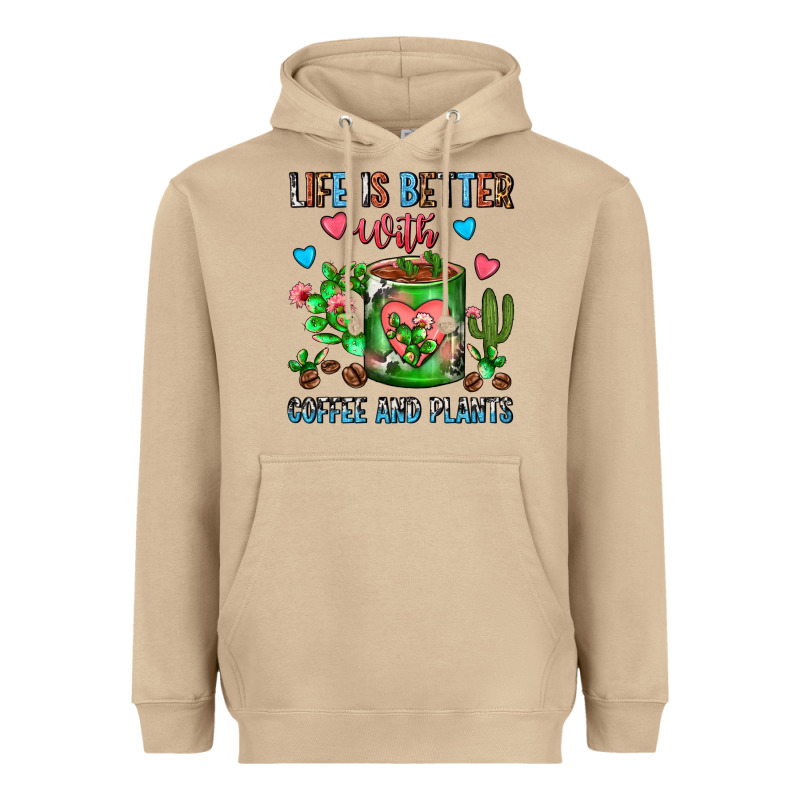 Life Is Better With Coffee And Plants Cactus Coffe Heavyweight Hoodie by FaDigitalArtStudio | Teevron