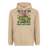 Mushroom Life Is Better With Coffee And Plants Cactus Coffe Heavyweight Hoodie - FaDigitalArtStudio
