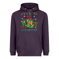 Plum Life Is Better With Coffee And Plants Cactus Coffe Heavyweight Hoodie - FaDigitalArtStudio
