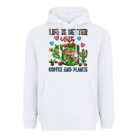 White Life Is Better With Coffee And Plants Cactus Coffe Heavyweight Hoodie - FaDigitalArtStudio