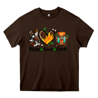 Chocolate Brown peace love camp ado Heavy Core Tee - AdoDesignShop
