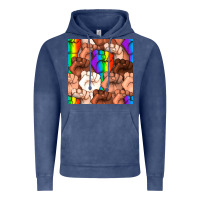 Vintage Denim Pride lgbtq fists seamless pattern Vintage Hoodie - BundleAndBundleShop