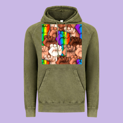 Pride Lgbtq Fists Seamless Pattern Vintage Hoodie Designed By Bundleandbundleshop