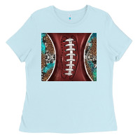 Baby Blue western pattern and american football Ladies Tee - BarkalooDesign