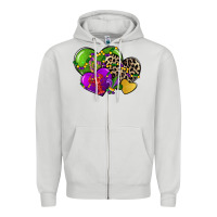 Dove Grey mardi gras hearts Zipper Hoodie - CowGirlArtShop