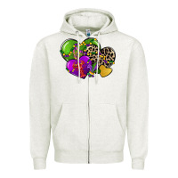 Oatmeal Heather mardi gras hearts Zipper Hoodie - CowGirlArtShop