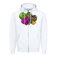 White mardi gras hearts Zipper Hoodie - CowGirlArtShop