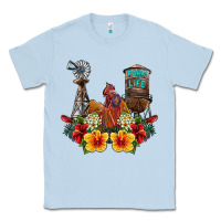 Dusty Blue farm life rooster Classic Tee - SublimationCraftShop
