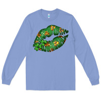 Colony Blue Green and Leopard Patterned Irish Day Lips Long Sleeve Tee - Bettercallsaul