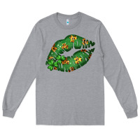 Heather Grey Green and Leopard Patterned Irish Day Lips Long Sleeve Tee - Bettercallsaul