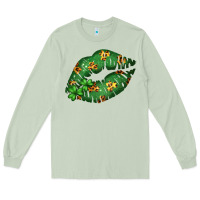 Matcha Green and Leopard Patterned Irish Day Lips Long Sleeve Tee - Bettercallsaul