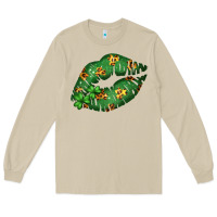 Mushroom Green and Leopard Patterned Irish Day Lips Long Sleeve Tee - Bettercallsaul