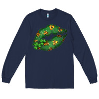 Navy Green and Leopard Patterned Irish Day Lips Long Sleeve Tee - Bettercallsaul