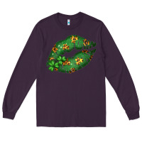 Plum Green and Leopard Patterned Irish Day Lips Long Sleeve Tee - Bettercallsaul