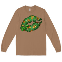 Toasted Coconut Green and Leopard Patterned Irish Day Lips Long Sleeve Tee - Bettercallsaul