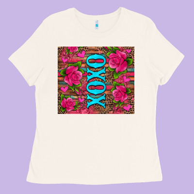 Xoxo Valentine's Day Pink Roses And Hearts Ladies Tee Designed By Jasminsmagicworld