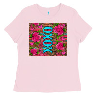 Bubblegum Pink xoxo valentine's day pink roses and hearts Ladies Tee - Jasminsmagicworld