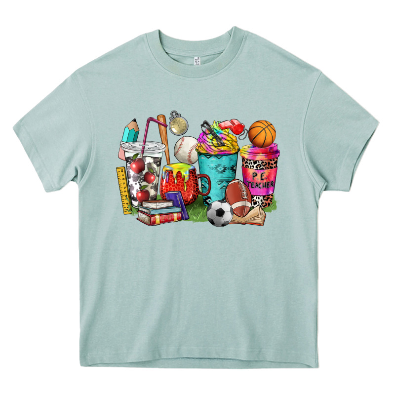 P.e. Teacher Coffee Cups Heavy Core Tee by NancyCooperArtShop | Teevron