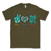 Army Green Peace Love Gemstone Classic Tee - BundleAndBundleShop