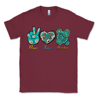 Burgundy Peace Love Gemstone Classic Tee - BundleAndBundleShop