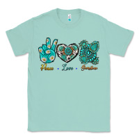 Seafoam Peace Love Gemstone Classic Tee - BundleAndBundleShop
