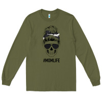Army Green Black Glitter Cowhide Patterned Mom Skull Long Sleeve Tee - Bettercallsaul