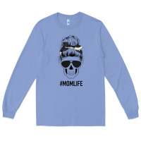 Colony Blue Black Glitter Cowhide Patterned Mom Skull Long Sleeve Tee - Bettercallsaul
