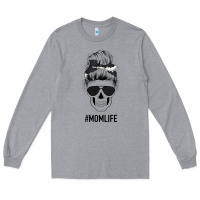 Heather Grey Black Glitter Cowhide Patterned Mom Skull Long Sleeve Tee - Bettercallsaul