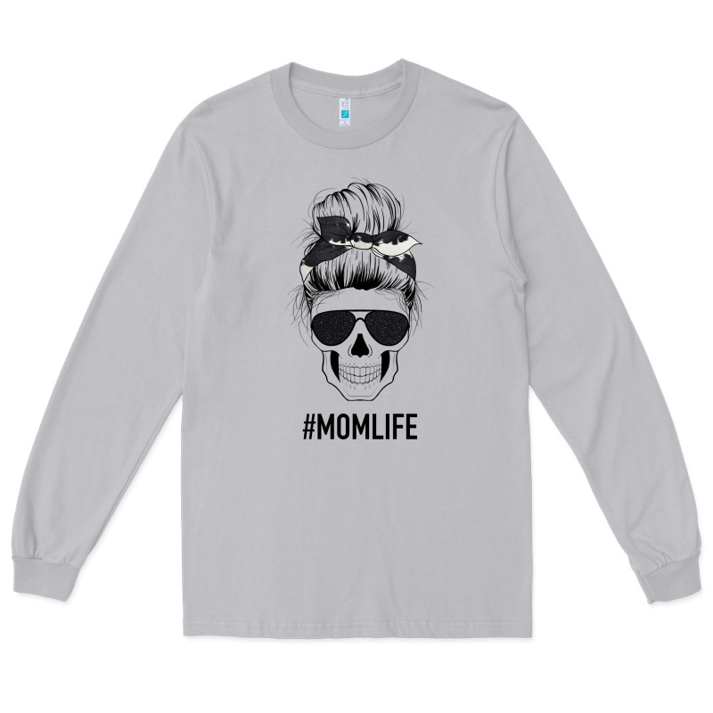 Black Glitter Cowhide Patterned Mom Skull Long Sleeve Tee by Bettercallsaul | Teevron
