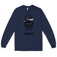 Navy Black Glitter Cowhide Patterned Mom Skull Long Sleeve Tee - Bettercallsaul