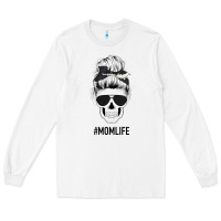White Black Glitter Cowhide Patterned Mom Skull Long Sleeve Tee - Bettercallsaul