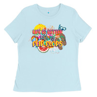 Baby Blue Life is better with my flip flops Ladies Tee - NancyCooperArtShop