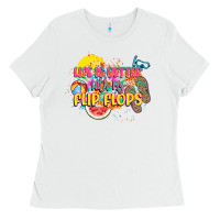 White Life is better with my flip flops Ladies Tee - NancyCooperArtShop