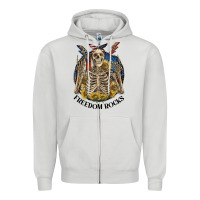 Dove Grey freedom rocks Zipper Hoodie - CowGirlArtShop