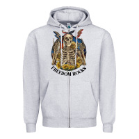 Heather Grey freedom rocks Zipper Hoodie - CowGirlArtShop
