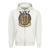 Oatmeal Heather freedom rocks Zipper Hoodie - CowGirlArtShop