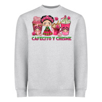 Heather Grey cafecito y chisme with coffee cups Heavyweight Sweatshirt - texasbilliewilder