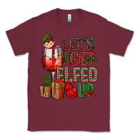 Burgundy Let's Get Elfed Up Christmas Classic Tee - BundleAndBundleShop
