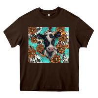Chocolate Brown western black and white cow Heavy Core Tee - BarkalooDesign