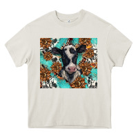 Cream western black and white cow Heavy Core Tee - BarkalooDesign