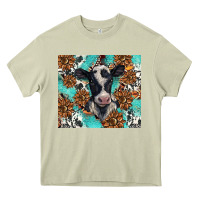 Mossy western black and white cow Heavy Core Tee - BarkalooDesign